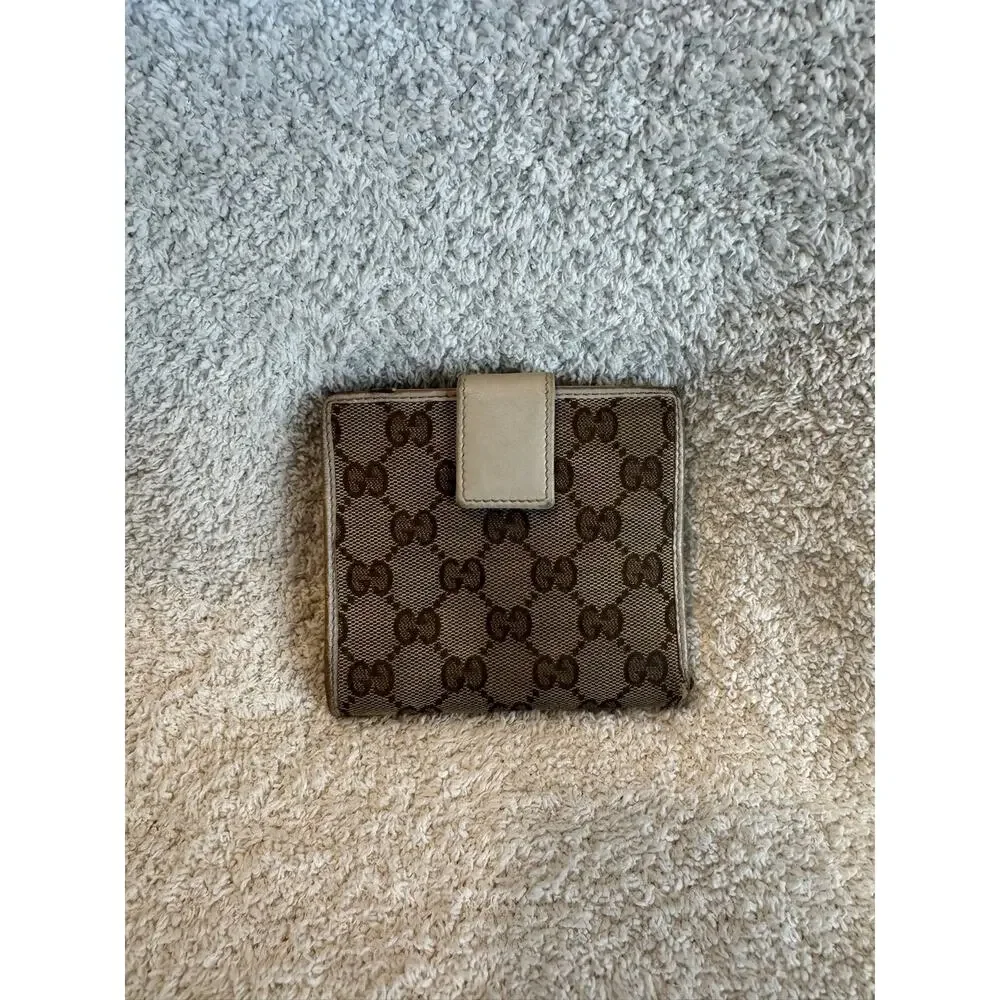 Gucci GG Supreme Web Stripe Bow Bifold Wallet Canvas Leather Clutch Purse - Picture 4 of 12
